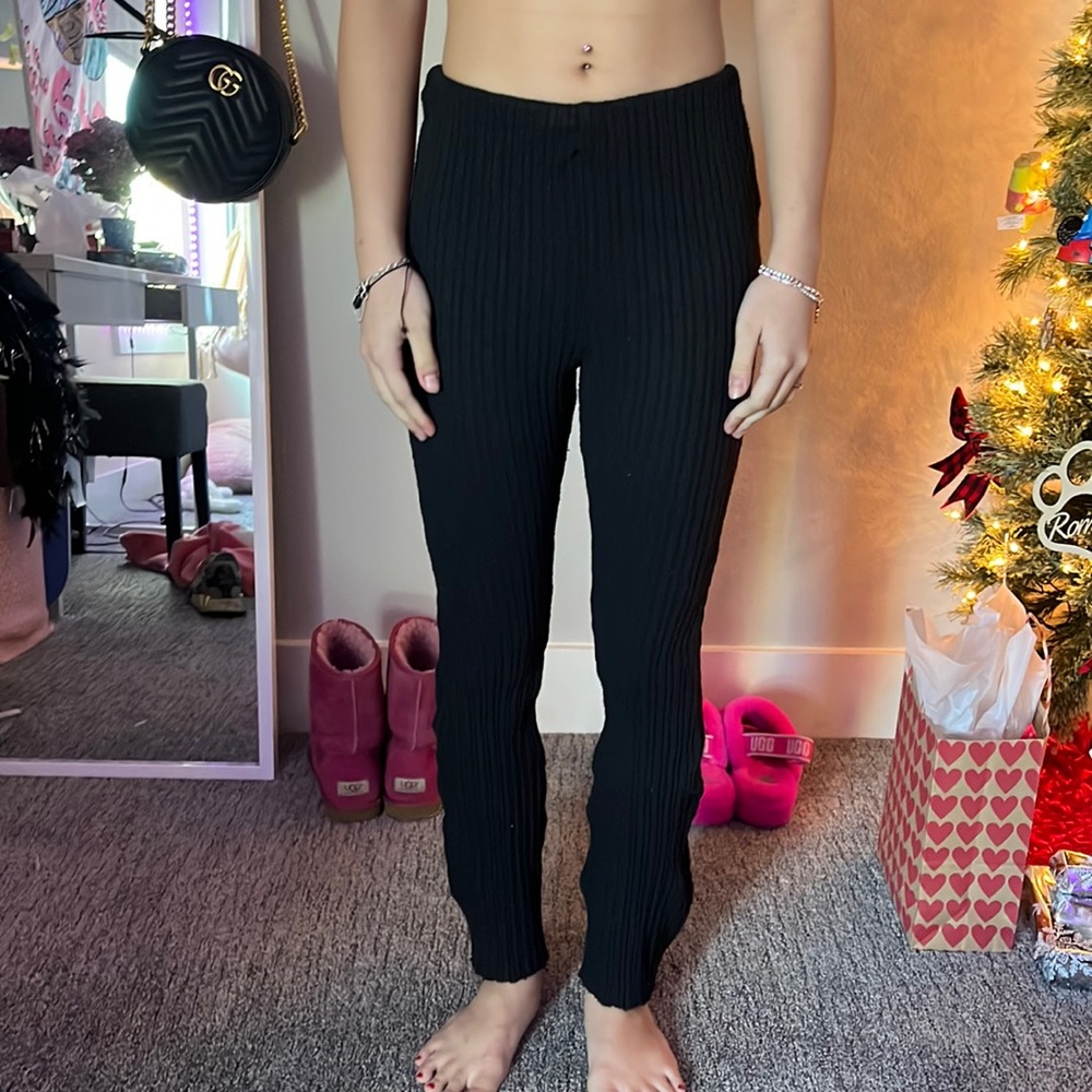 urban outfitters black flare pants